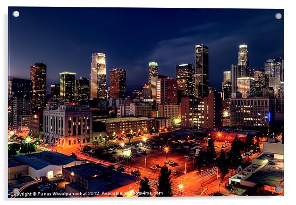 L.A.'s night Acrylic by Panas Wiwatpanachat