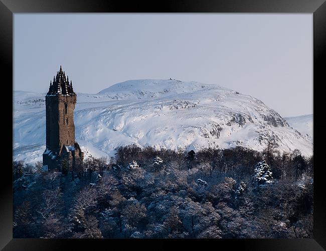 Wallace Monument & Dumyat, Stirling, Scotland Framed Print by Louise Bellin