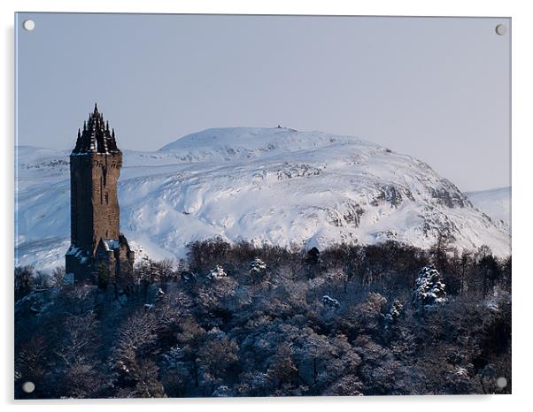 Wallace Monument & Dumyat, Stirling, Scotland Acrylic by Louise Bellin