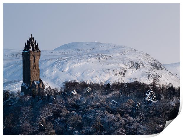 Wallace Monument & Dumyat, Stirling, Scotland Print by Louise Bellin