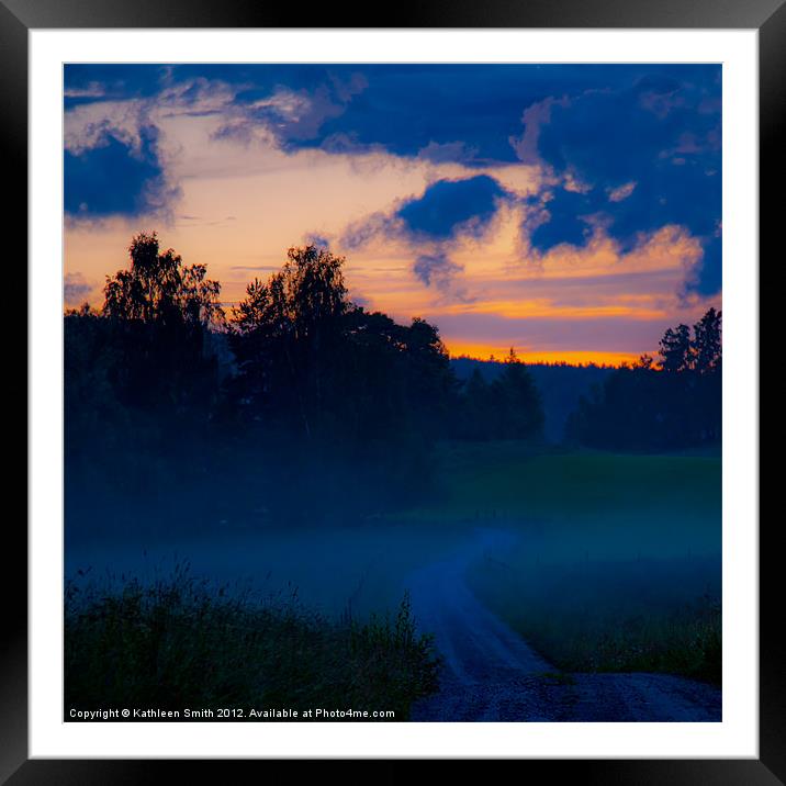 Small road at sunset Framed Mounted Print by Kathleen Smith (kbhsphoto)