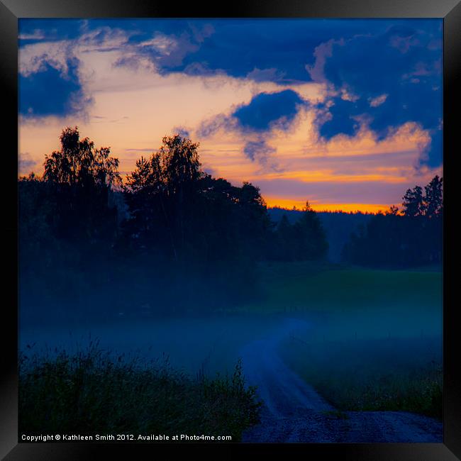 Small road at sunset Framed Print by Kathleen Smith (kbhsphoto)