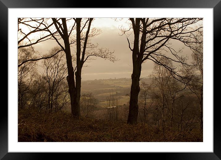 View from the top of Kinver Hills on a misty day Framed Mounted Print by Kelly Astley