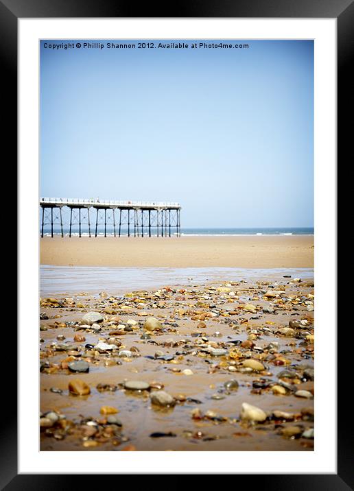 Pier and beach Framed Mounted Print by Phillip Shannon