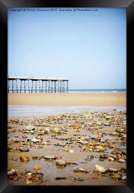 Pier and beach Framed Print by Phillip Shannon