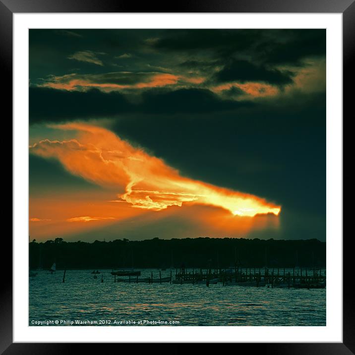 Red Sky over Brownsea Framed Mounted Print by Phil Wareham