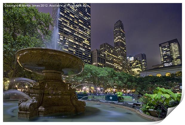 Bryant Park, NYC Print by K7 Photography