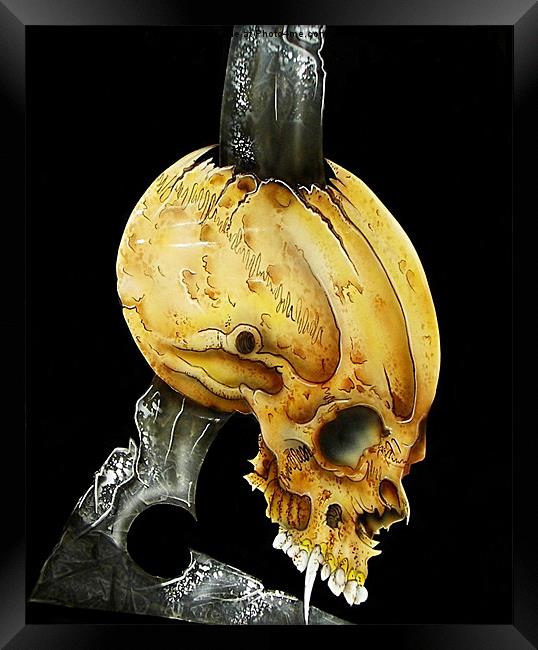 Chrome Sickle Skull Framed Print by Susan Medeiros