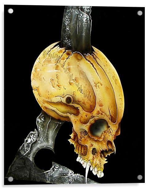 Chrome Sickle Skull Acrylic by Susan Medeiros