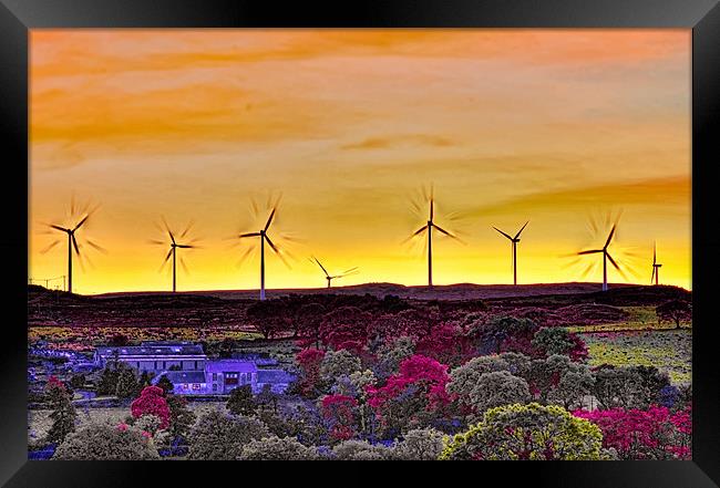 Wind Turbines at Sunset Framed Print by Tylie Duff Photo Art