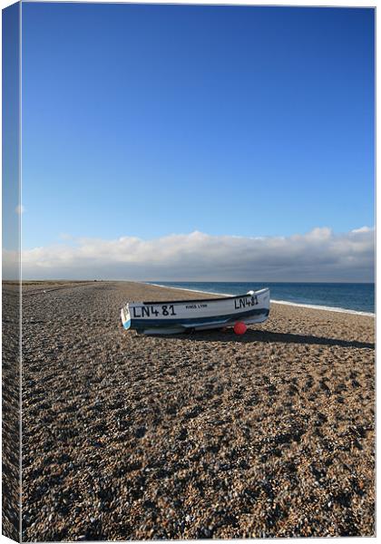 Fishing boat , Cley Beach Canvas Print by Kathy Simms