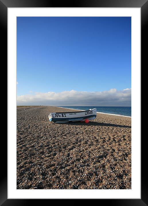 Fishing boat , Cley Beach Framed Mounted Print by Kathy Simms