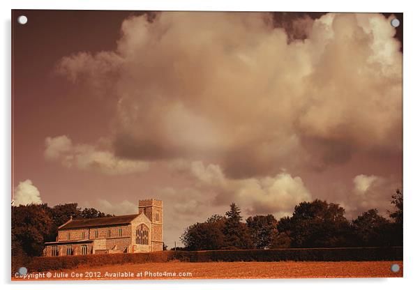 Edgefield Church, Norfolk Acrylic by Julie Coe