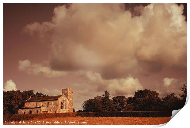 Edgefield Church, Norfolk Print by Julie Coe