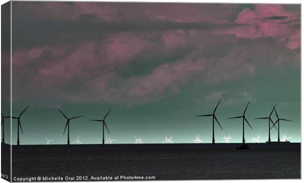 Wind Farm at Whitstable Canvas Print by Michelle Orai