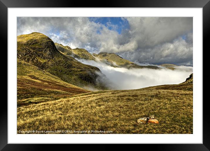 Crinkle Crags & Bow Fell - Cumbria Framed Mounted Print by David Lewins (LRPS)