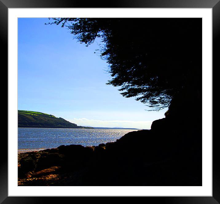 Llansteffan Beach Silhoutte Framed Mounted Print by claire beevis