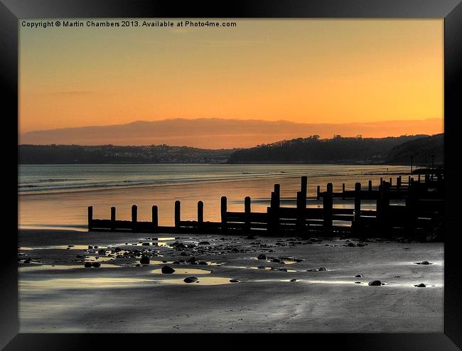 Amroth Dusk Framed Print by Martin Chambers