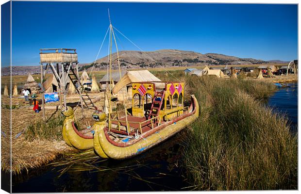 The floating Islands of lake Titikaka Puno Peru So Canvas Print by Gail Johnson