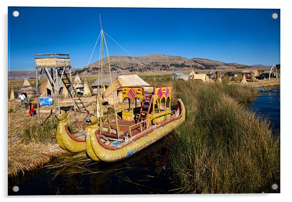 The floating Islands of lake Titikaka Puno Peru So Acrylic by Gail Johnson