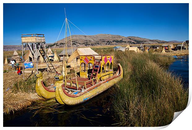 The floating Islands of lake Titikaka Puno Peru So Print by Gail Johnson