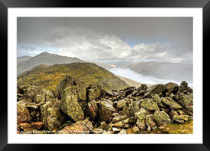 Crinkle Crags & Bow Fell - Cumbria Framed Mounted Print by David Lewins (LRPS)
