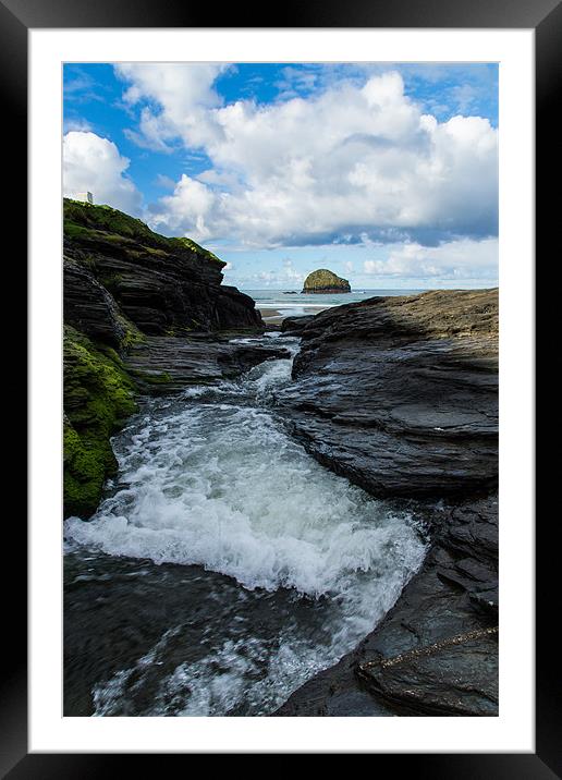 Stream at Trebarwith Framed Mounted Print by David Wilkins