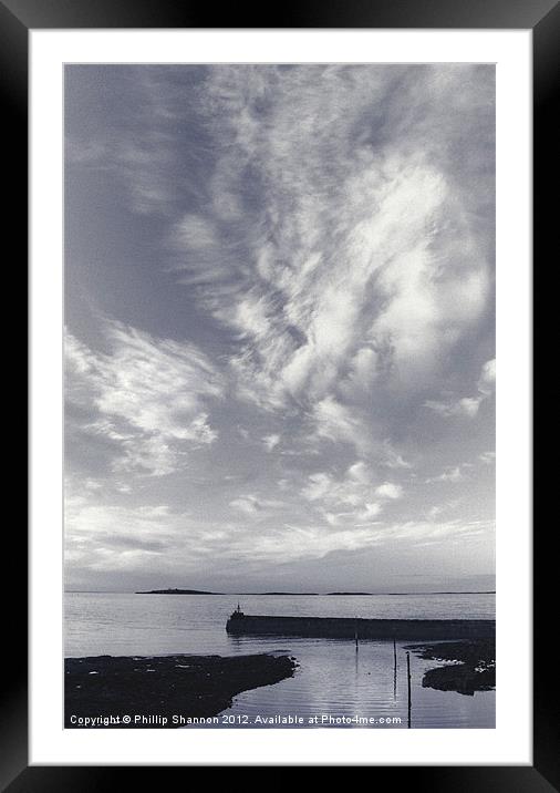 Dusk over Harbour Seahouses Northumberland Framed Mounted Print by Phillip Shannon
