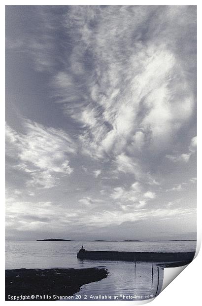 Dusk over Harbour Seahouses Northumberland Print by Phillip Shannon
