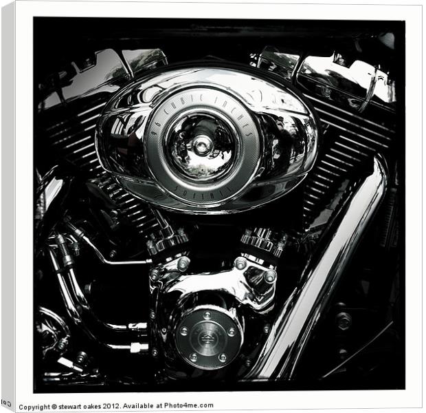 Motorbike engine B&W 2 Canvas Print by stewart oakes