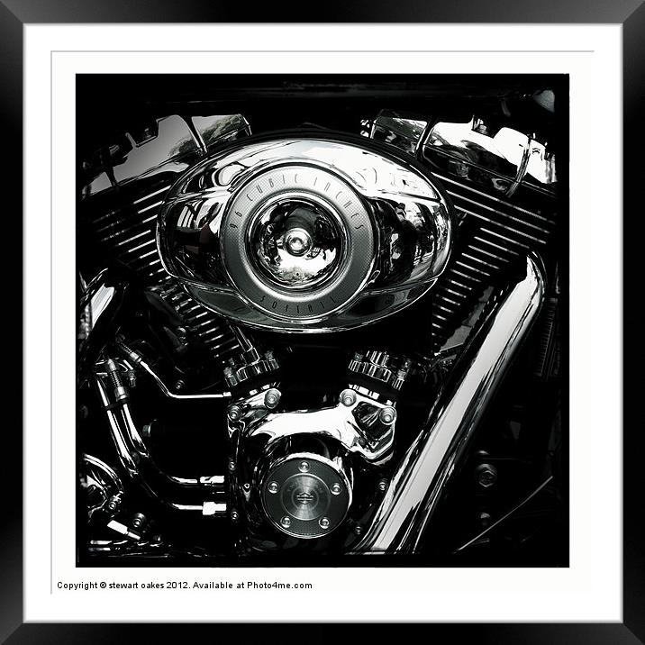 Motorbike engine B&W 2 Framed Mounted Print by stewart oakes