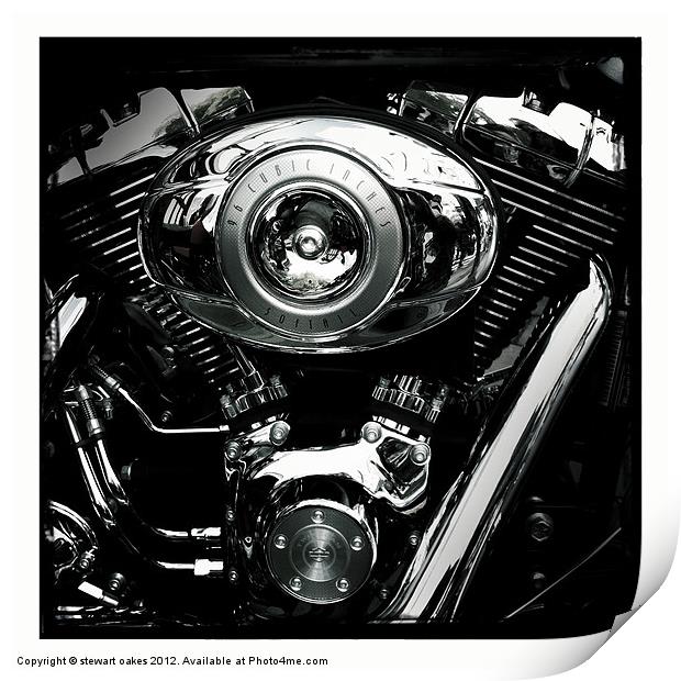 Motorbike engine B&W 2 Print by stewart oakes