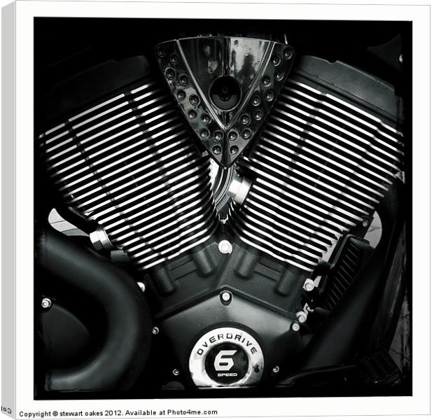 Motorbike engine B&W 3 Canvas Print by stewart oakes