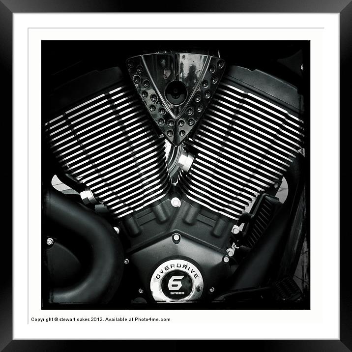 Motorbike engine B&W 3 Framed Mounted Print by stewart oakes
