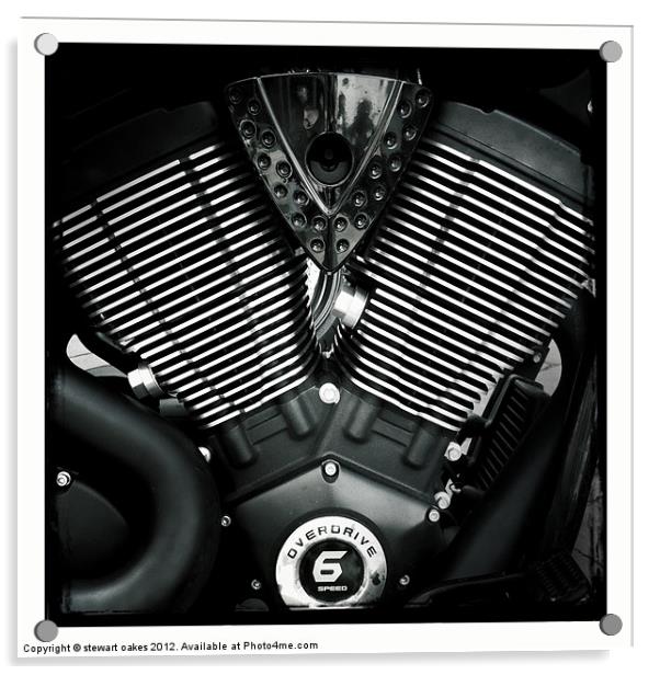 Motorbike engine B&W 3 Acrylic by stewart oakes