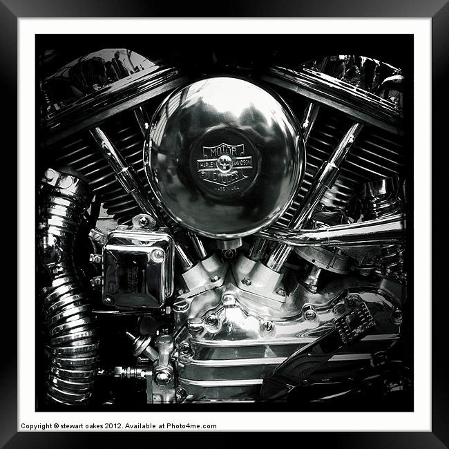 Motorbike engine B&W 4 Framed Print by stewart oakes