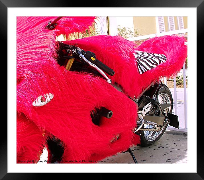 Furry Motorcycle Framed Mounted Print by Susan Medeiros