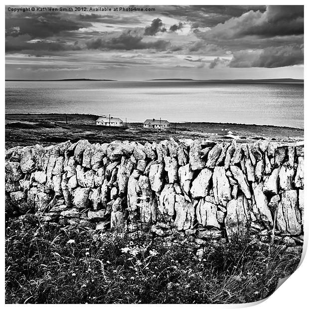 Dry stone wall in Ireland Print by Kathleen Smith (kbhsphoto)