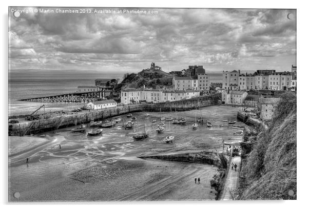 Tenby in Black and White Acrylic by Martin Chambers