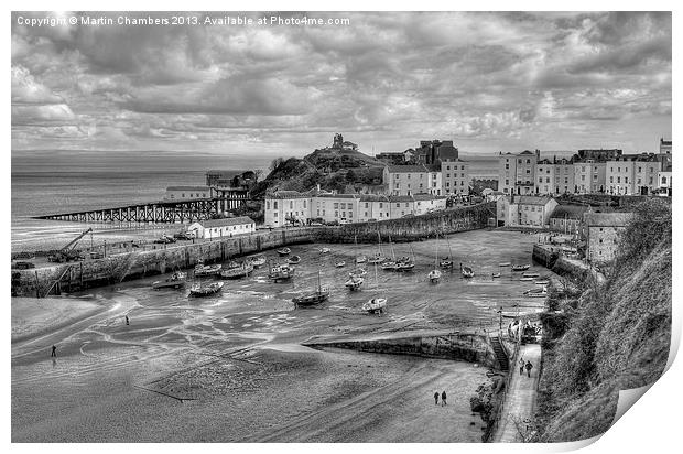 Tenby in Black and White Print by Martin Chambers