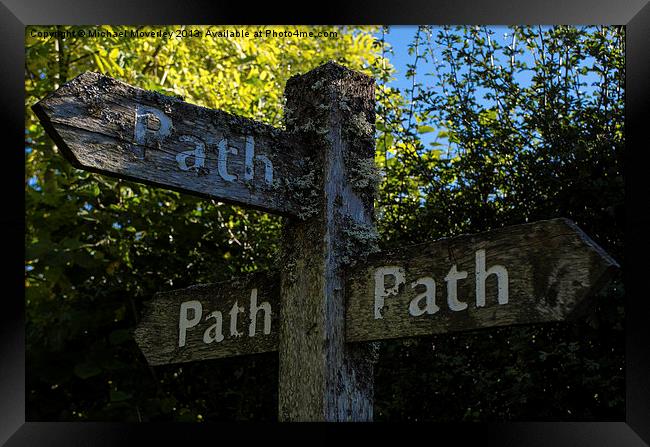 The Three Path Sign Framed Print by Michael Moverley
