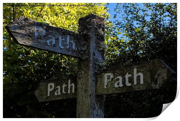 The Three Path Sign Print by Michael Moverley