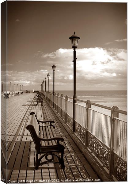 Skegness pier in sepia Canvas Print by stephen clarridge