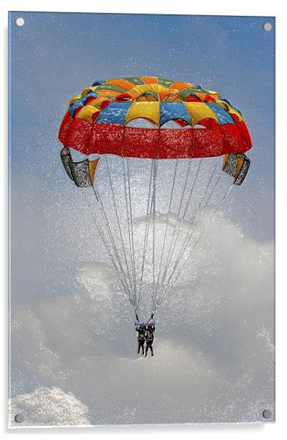 Ladies paragliders on cloud nine Acrylic by Arfabita  