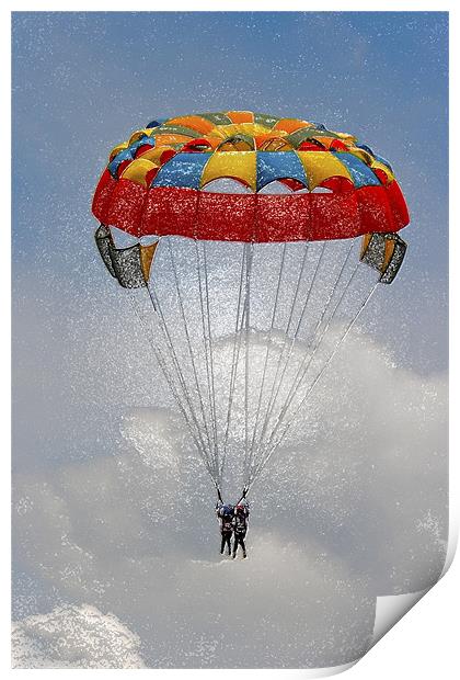 Ladies paragliders on cloud nine Print by Arfabita  