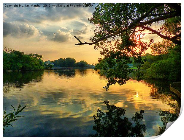 Sunset at the Park. Print by Lilian Marshall
