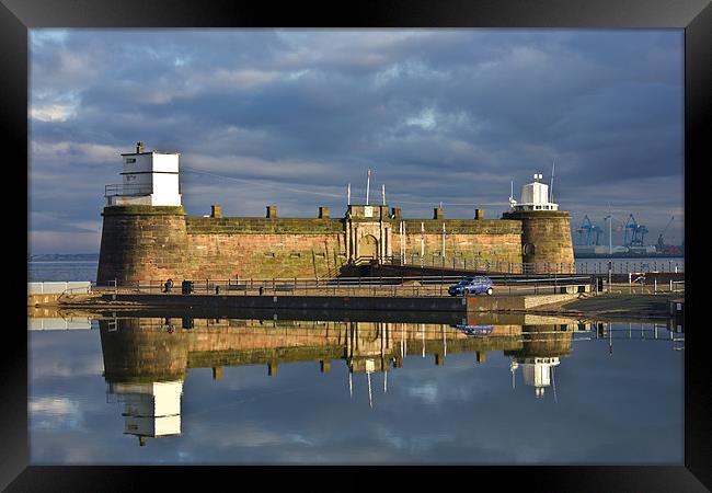 Fort Perch Rock reflected Framed Print by Paul Farrell Photography