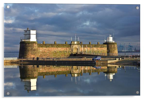 Fort Perch Rock reflected Acrylic by Paul Farrell Photography