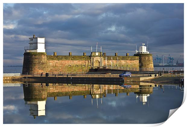Fort Perch Rock reflected Print by Paul Farrell Photography
