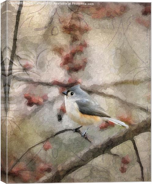 Tufted Titmouse in Crabapple Tree 2 Canvas Print by Betty LaRue